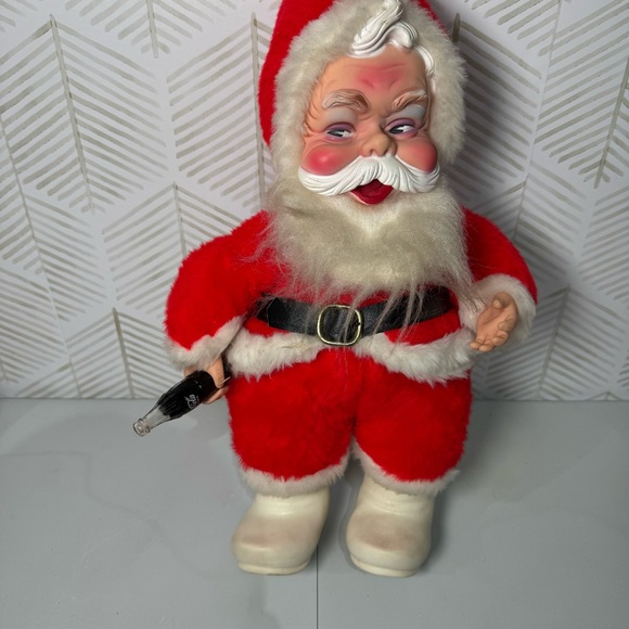 Vintage Rushton Co Santa Claus‎ Plush Coca Cola Rubber Face White Boots - Picture 2 of 15